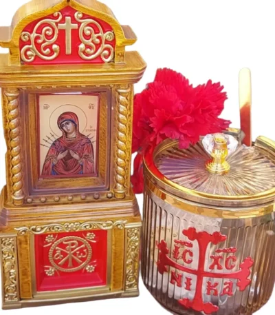 Προσκυνητάρι, θήκη με θυμίαμα και καρβουνάκια