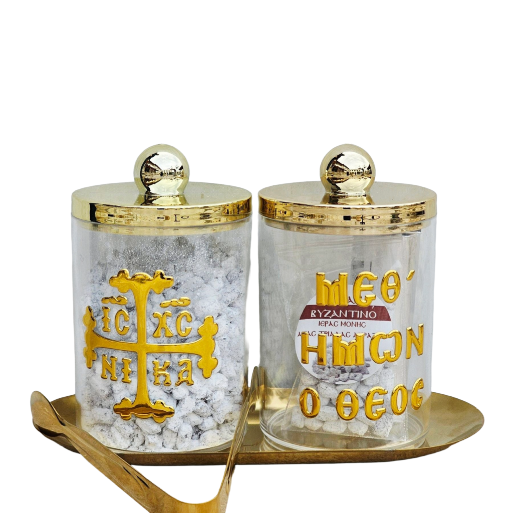 Θήκη για λιβάνι και καρβουνάκια σε μεταλλικό δισκάκι