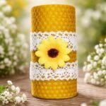 Χειροποίητο Κερί από Γνήσια Κηρήθρα με Διακόσμηση Λουλουδιού