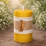 Χειροποίητο Κερί από Γνήσια Κηρήθρα με Διακόσμηση ξυλάκια 