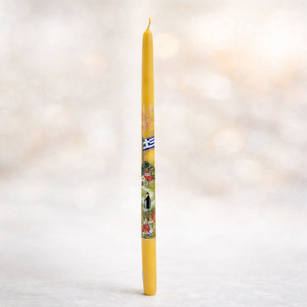 Καθαρό κερί σχέδιο 3 “Λαμπάδα μοναχός -σημαία"