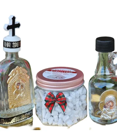 Σετ με 2 μπουκαλάκια αγιασμού και 60γρ. θυμίαμα