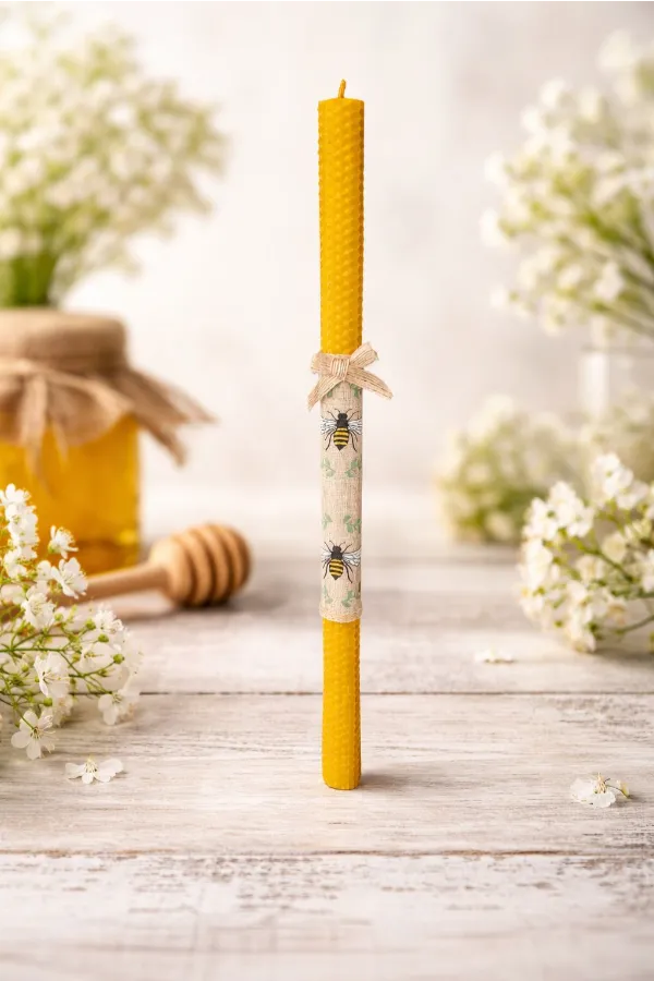 Παιδική λαμπάδα κηρήθρας με σχέδιο μέλισσας