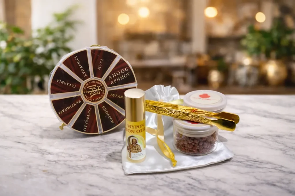 Σετ με θυμίαμα, μύρο και λαβίδα