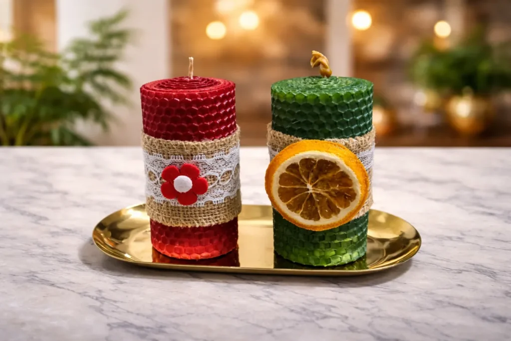 Σετ χειροποίητων κεριών από γνήσια κηρήθρα