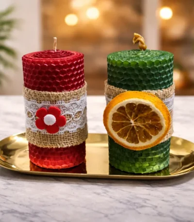 Σετ χειροποίητων κεριών από γνήσια κηρήθρα