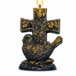 Διακοσμητικό Κερί σε Μορφή Σταυρού με Περιστέρι