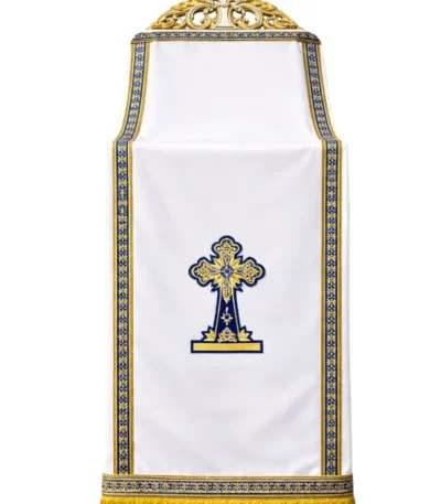 Αναστάσιμο προσκυνητάρι λευκό-χρυσό-μπλε 1