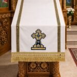 Αναστάσιμο μικρό προσκυνητάρι λευκό-χρυσό-μπλε 1