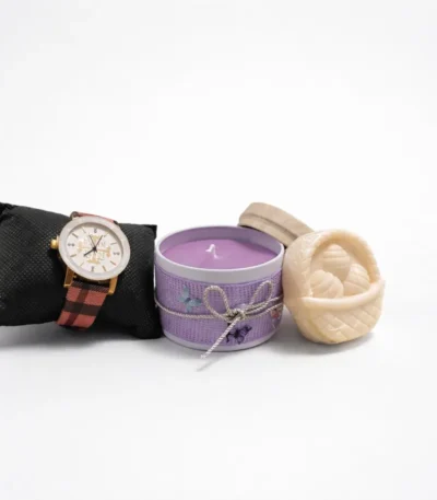 Σετ ρολόι, αρωματικό σαπούνι και κερί