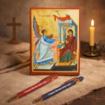 Εικόνα «Ο Ευαγγελισμός της Θεοτόκου» και Στυλό με την ευχή «Ὑπεραγία Θεοτόκε σῶσον ἡμᾶς»