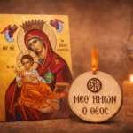 Εικόνα Παναγία η Βρεφοκρατούσα και Ξυλαράκι “Μεθ’ ἡμῶν ὁ Θεὸς”