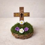 Διακοσμητικός Ξύλινος Σταυρός με Λουλούδια