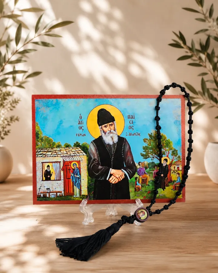 Εικόνα Αγίου Παϊσίου και Κομποσκοίνι Εικόνα Αγίου Παϊσίου και Κομποσκοίνι