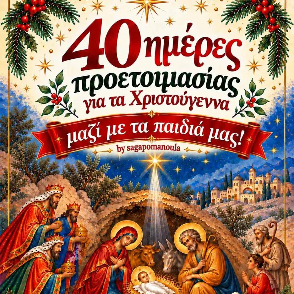 Εξώφυλλο ebook: 40 ημέρες προετοιμασίας για τα Χριστούγεννα μαζί με τα παιδιά μας