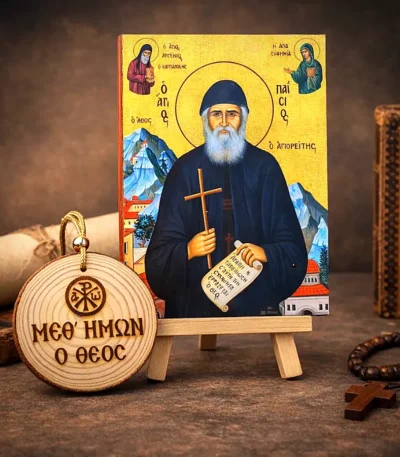 Εικόνα Αγίου Παϊσίου και Ξυλαράκι Μεθ’ ημών ο Θεός