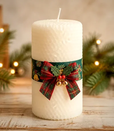 Κερί κηρήθρας Αρχοντικό Φιογκάκι – Χειροποίητο από καθαρό μελισσοκέρι